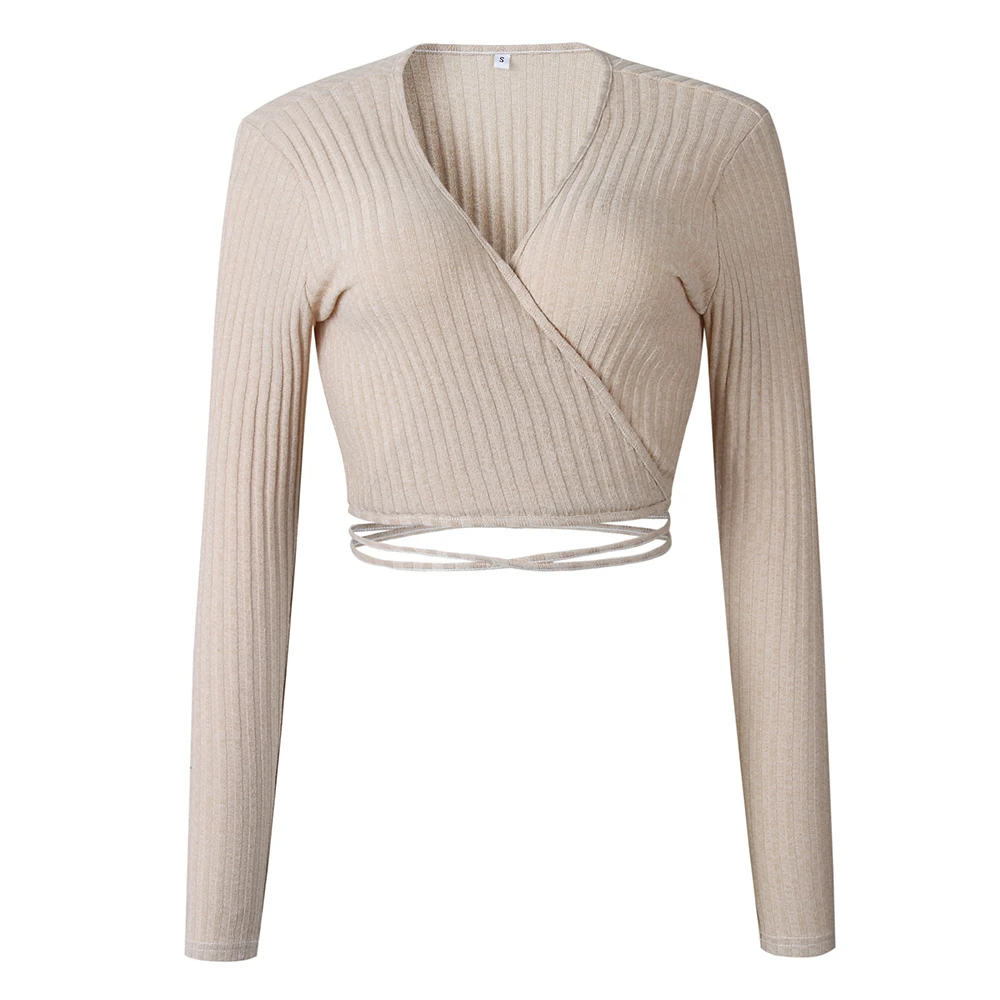 Women Fashion Sweater 2018 New Autumn Winter V-Neck Slim Tops Women Short Knitted Pullovers Long Sleeve Shirt Female Clothing Sweaters