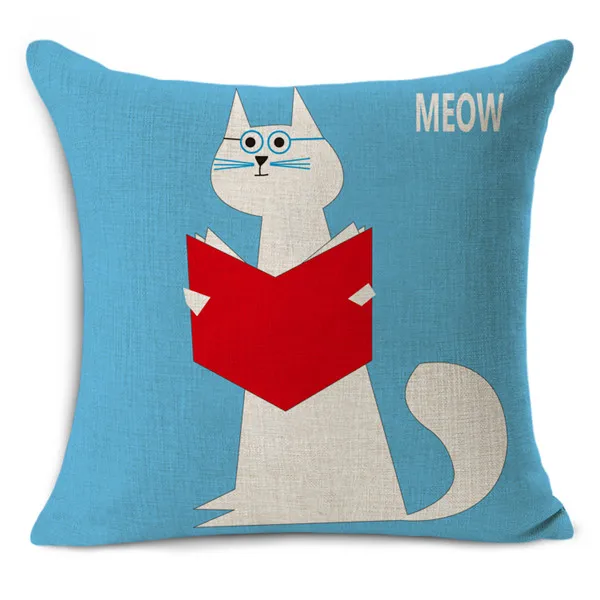 Nordic Style Cartoon Animals Cushion Cover Cotton Cat Printed Square Pillowcases Decorative Pillows Cojines Decorativos Para Sof