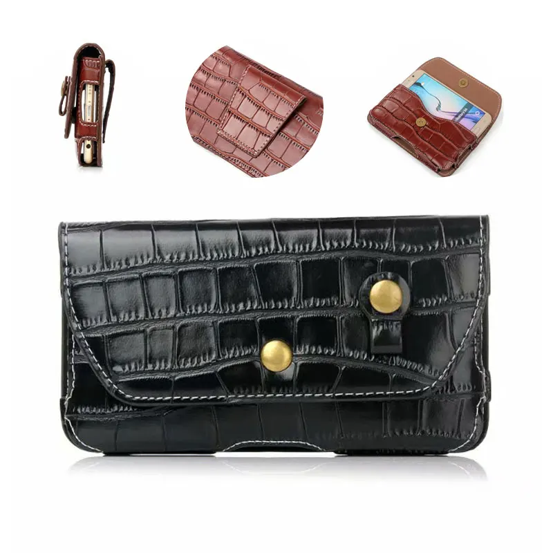 Business Belt Clip Flip Case for Iphone 6 7 8 Plus Crocodile Leather Waist Bag Cover for Huawei P20 V10 Redmi 4x 5x 5 Phone Bag