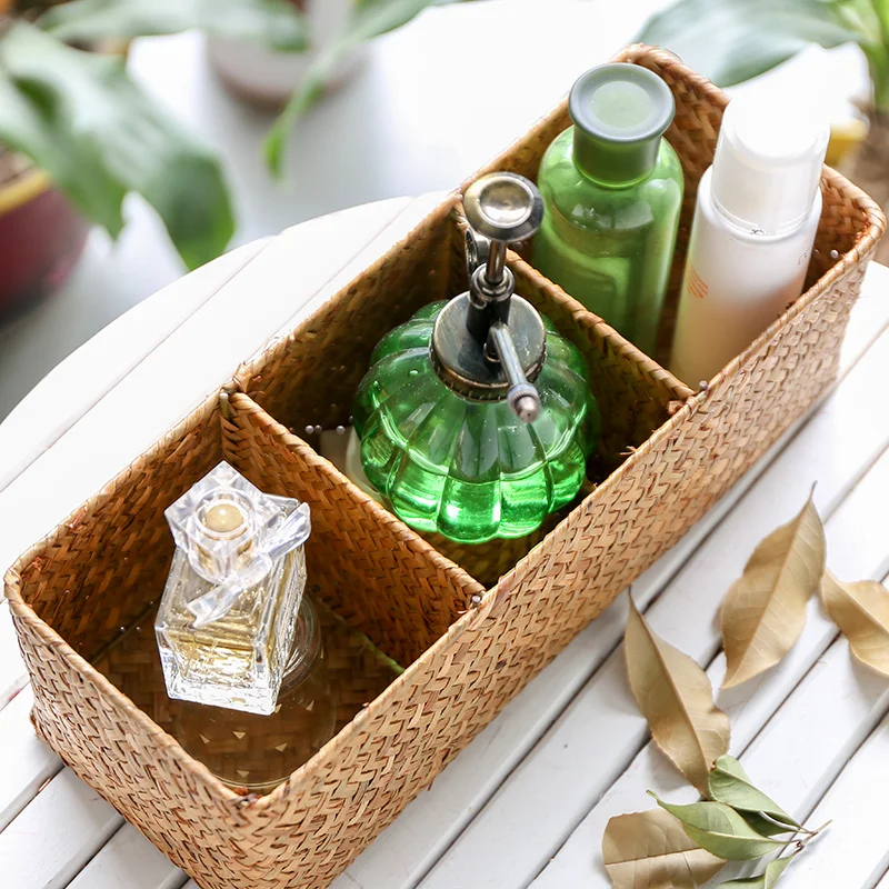 Handmade Seaweed Cosmetic Storage Box Desktop Makeup Cloth Socks Jewelry Food Toys Organizer Sundries Container