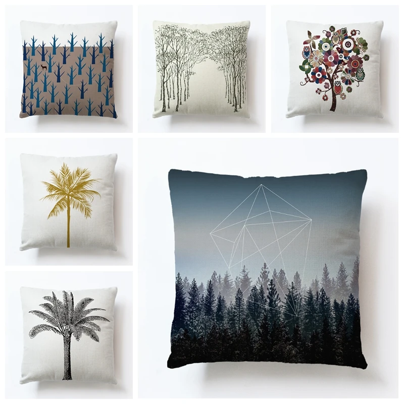 

RUBYLOVE Cushion Cover Cotton Linen Tree Summer Beauty Forest Scenery Home Decorative Pillows Cover for Sofa