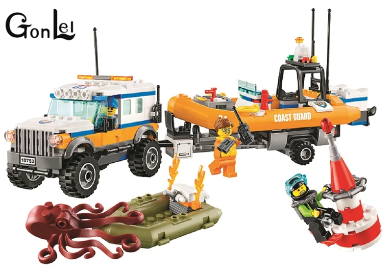 

10753 City Coast Guard 4 x 4 Response Unit building blocks DIY Educational bricks toys gift for children Compatible 60165