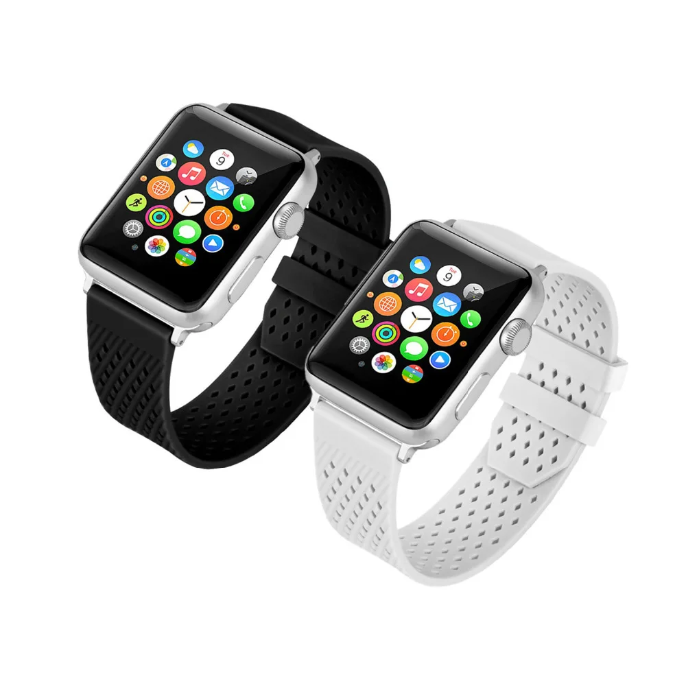 

Silicone strap band for apple watch iwatch 3/2/1 38/42 mm Sport bracelet watchband Breathable Porous Diamond rubber wrist belt