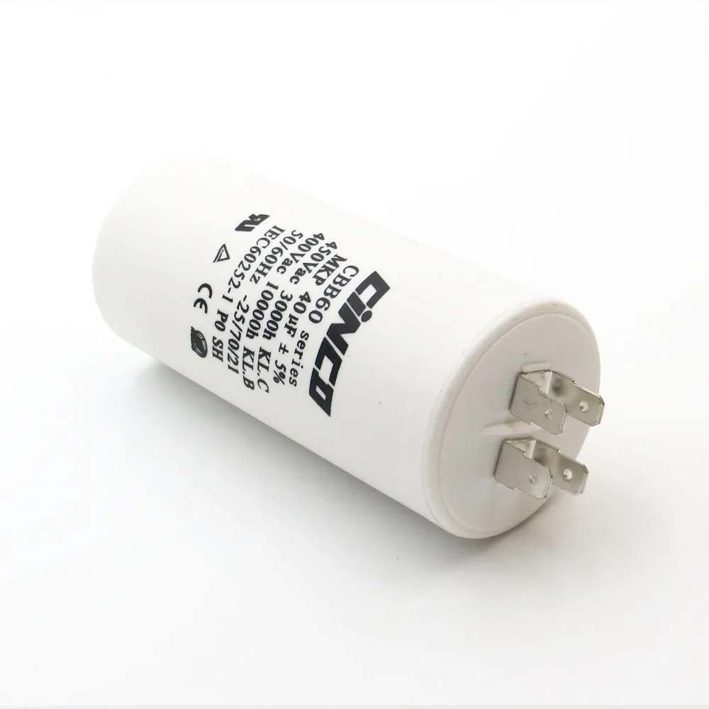 CBB60 Motor Run Capacitors 40uF 400V 450V 4pins SH DB Polypropylene Film Ac 450VAC Water Pump electrical engine 40mfd 40mf