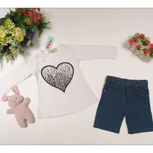 Новинка британский бренд детский комплект одежды летний наряд для девочек, футболка+ шорты, комплект Детские комплекты одежды; 5 шт. в партии