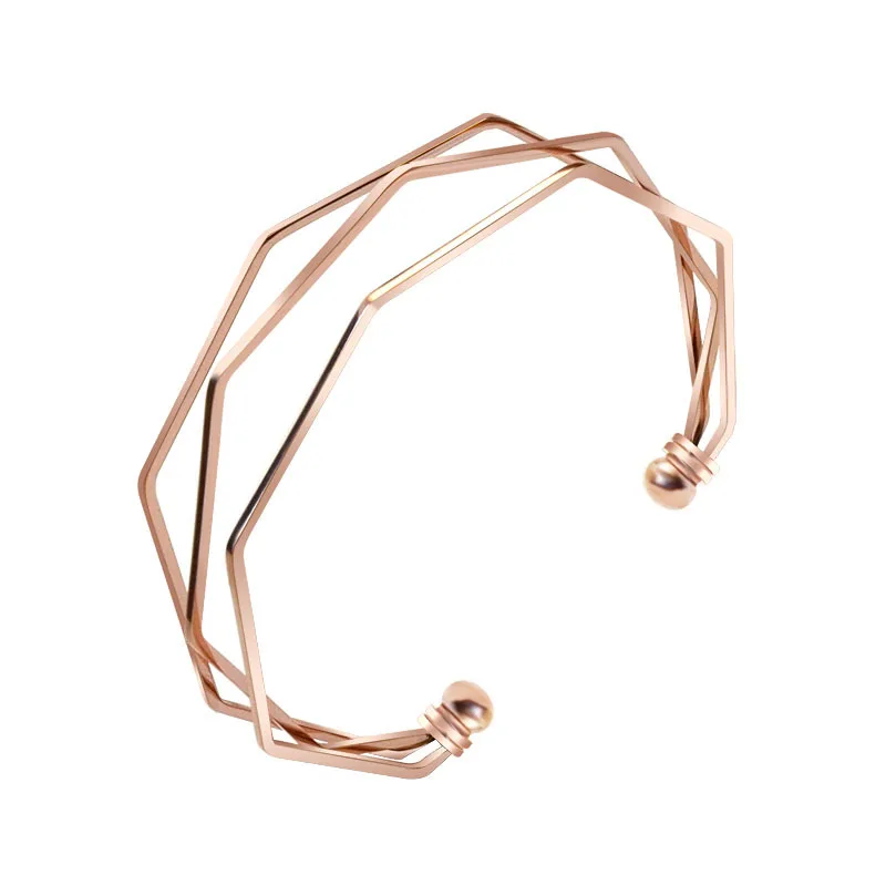 

Fashion Bangle for Women Trendy Geometric Stereoscopic Open Bangles Femme Simple Accessories Jewelry Party Pulseira
