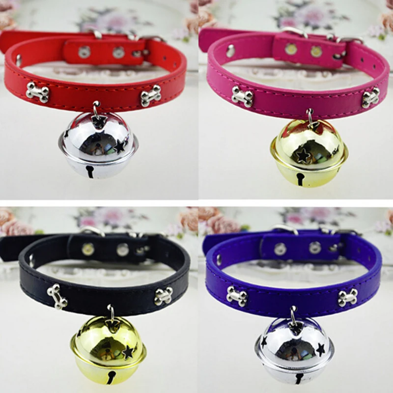 prativerdi High-quality Adjustable Pet Collar With Bells PU Material For PuppyAnimal Cat Dog Cute Collars Pet Shop Accessories5