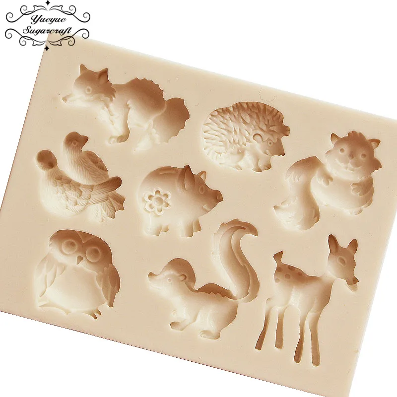 

Yueyue Sugarcraft animal forest squirrel owl Silicone mold fondant mold cake decorating tools chocolate gumpaste mold