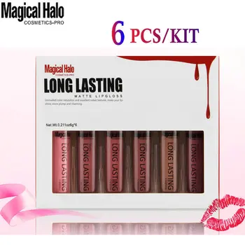 

Magical Halo 6PCS/KIT Matte Lip Gloss Set Professional Long Lasting Lips Cosmetic Sexy Non-fade Liquid Lipstick Makeup Lip Balm