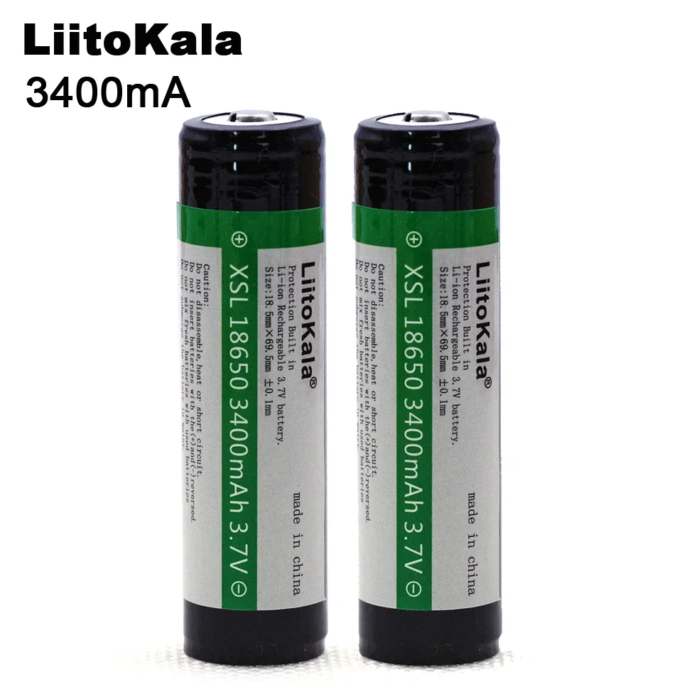 

2PCS Liitokala 18650 3400mah 3.7V Lithium Battery for Flashlights plus protection board rechargeable battery