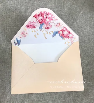 

pink wedding invitation envelope with floral liner 135x195mm