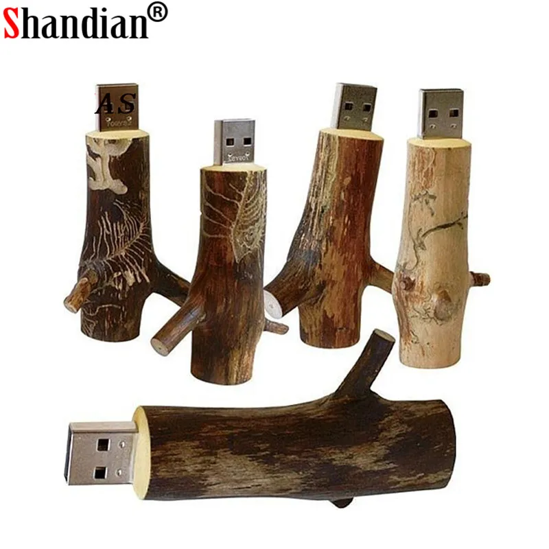 

SHANDIAN Newest Novelty Flash disk Wooden model branch memory stick pendive 8GB 16GB 32GB 64GB thumb drive U disk mini gift