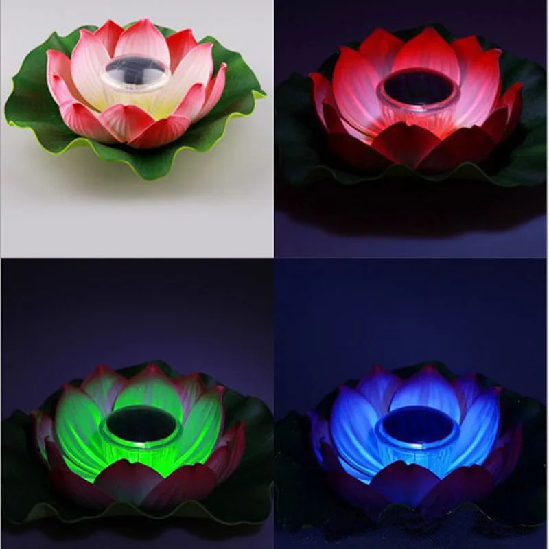 

Newest Floating Lotus Solar Power Night Light LED Energy Saving Flower Lamp For Garden Pool Pond Fountain Decoration