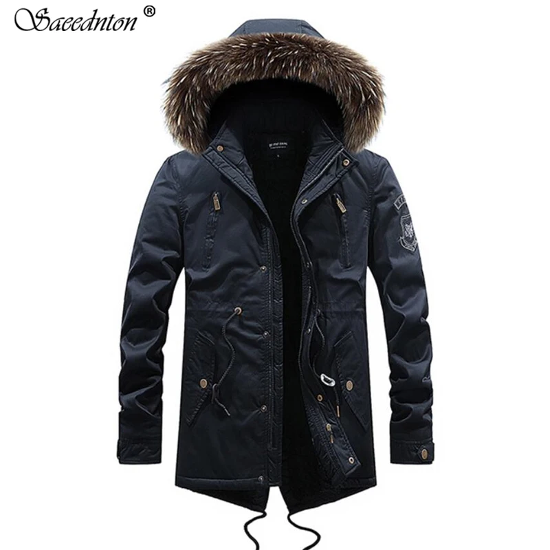 Parka Men Coats 2019 Winter Jacket Men Slim Thicken Fur Hooded Outwear Warm Coat Top Brand Clothing Casual Men's Coat Tops XXXL