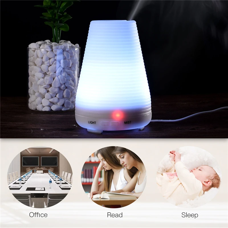 

Portable 100ml Electric Premium Ultrasonic Aromatherapy Humidifier Air Purifier 7 Color LED Lights Essential Oil Aroma Diffuser