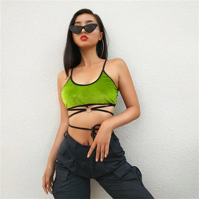 

Sexy Women's Ladies Plain Sleeveless Strappy Tank Tops Casual Slim Solid Bralet Bra Summer Bandage Crop Top Vest