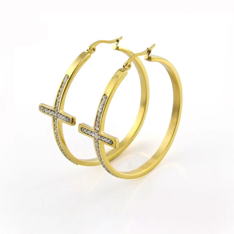 

2017 new product cross Hoop earring womens girls Fashion elegant earrings, women jewelry