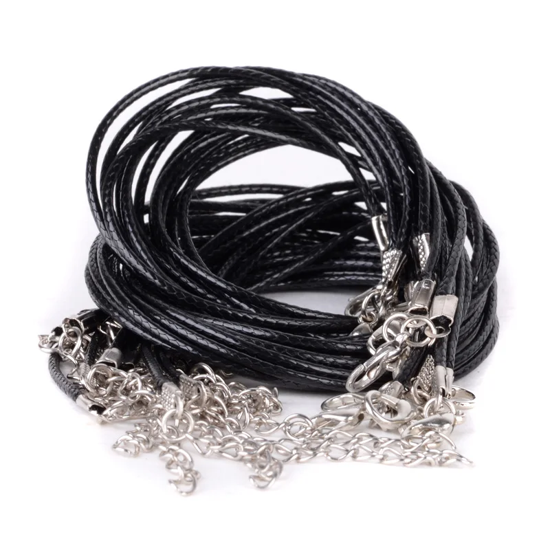 10pcs/lot Vintage DIY Chains Pendant Necklace Shellhard Fashion Leather Cord Necklace Rope Chain with Lobster Clasp Jewelry