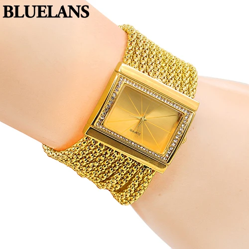 Горячая Распродажа, Классические роскошные кварцевые часы, женские часы с золотым бриллиантом, чехол, браслет из сплава