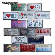 Hohappyme я люблю жизнь автомобиль номерной знак металлические настенные таблички знаки Бар Паб гараж спальня декоративный винтажный домашний декор 15x30 см