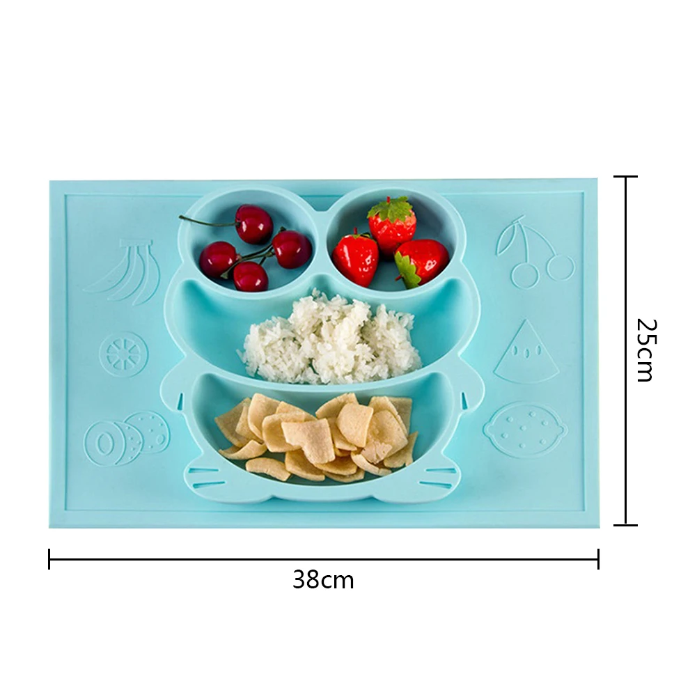 Малыш цельный кормления пластины 4 Сетки Блюдо с рисунком лягушки коврик лоток Еда делитель Противоскользящие коврики дети адсорбции