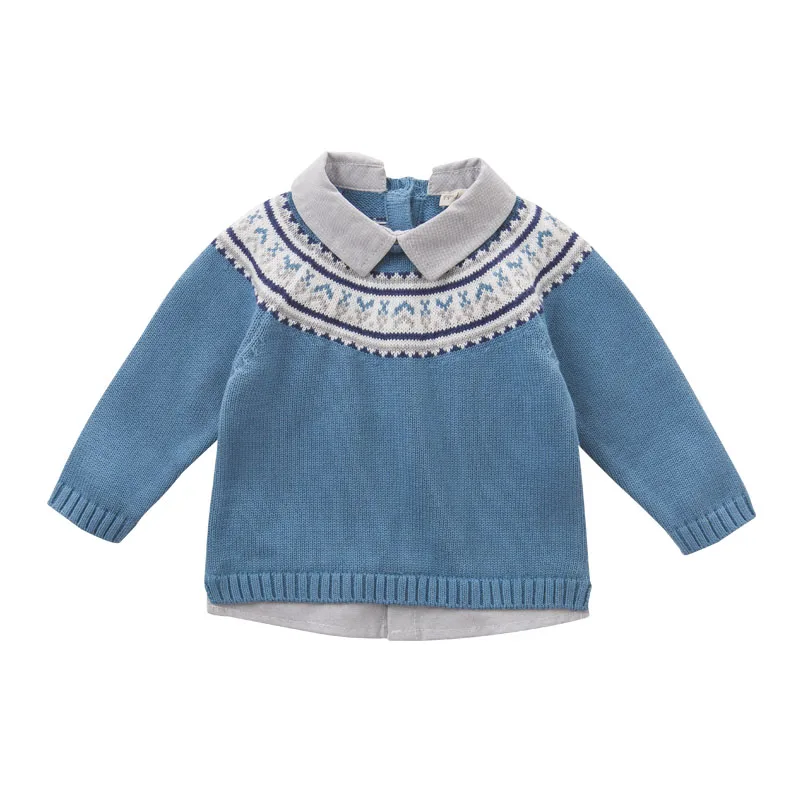 DB5899 dave bella/осенний кардиган из хлопка для новорожденных мальчиков и девочек, одежда для младенцев, вязаный свитер для малышей - Цвет: Синий