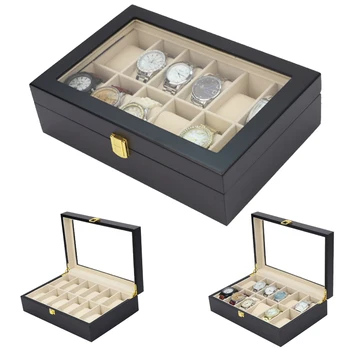 

Luxury 12 Grids Handmade Wood Watch Box Wood Clock Box Watch Case Time Box for Watch Holding