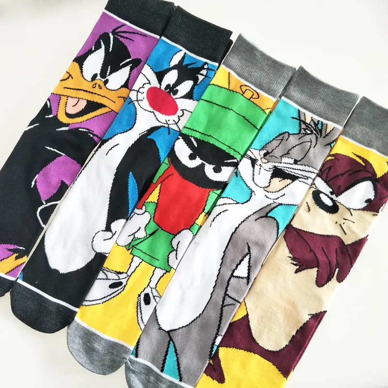 

Cartoon Tasmanian Devil Sylvester print socks Daffy Duck Marvin the Martian funny casual personalized men women cotton crew sock