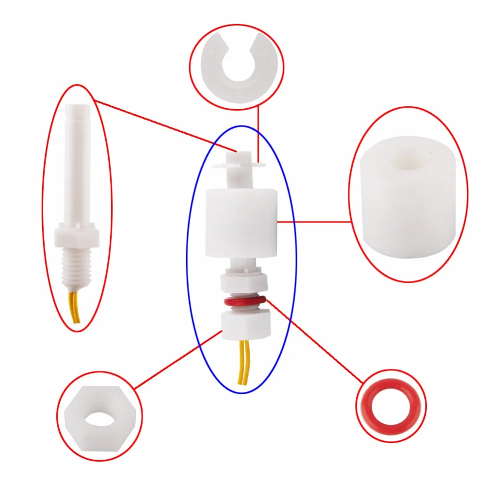 5 шт. P45 Поплавковый выключатель 100VDC низкая Давление воды реле уровня жидкости Сенсор Пластик мяч RCmall FZ1595