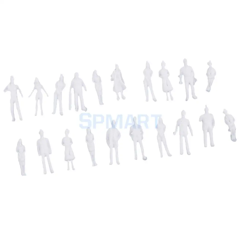 20Pcs/lot 1:100 HO Scale Model Miniature White Figure Architectural Model Human Scale Model Plastic Peoples
