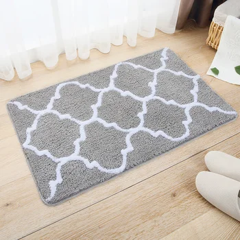 

Bathroom Mat Non Slip Absorbent Doormat Living Room Grey Blue Moroccan Pattern Rectangle Microfiber Mat 40x65cm/50x80cm