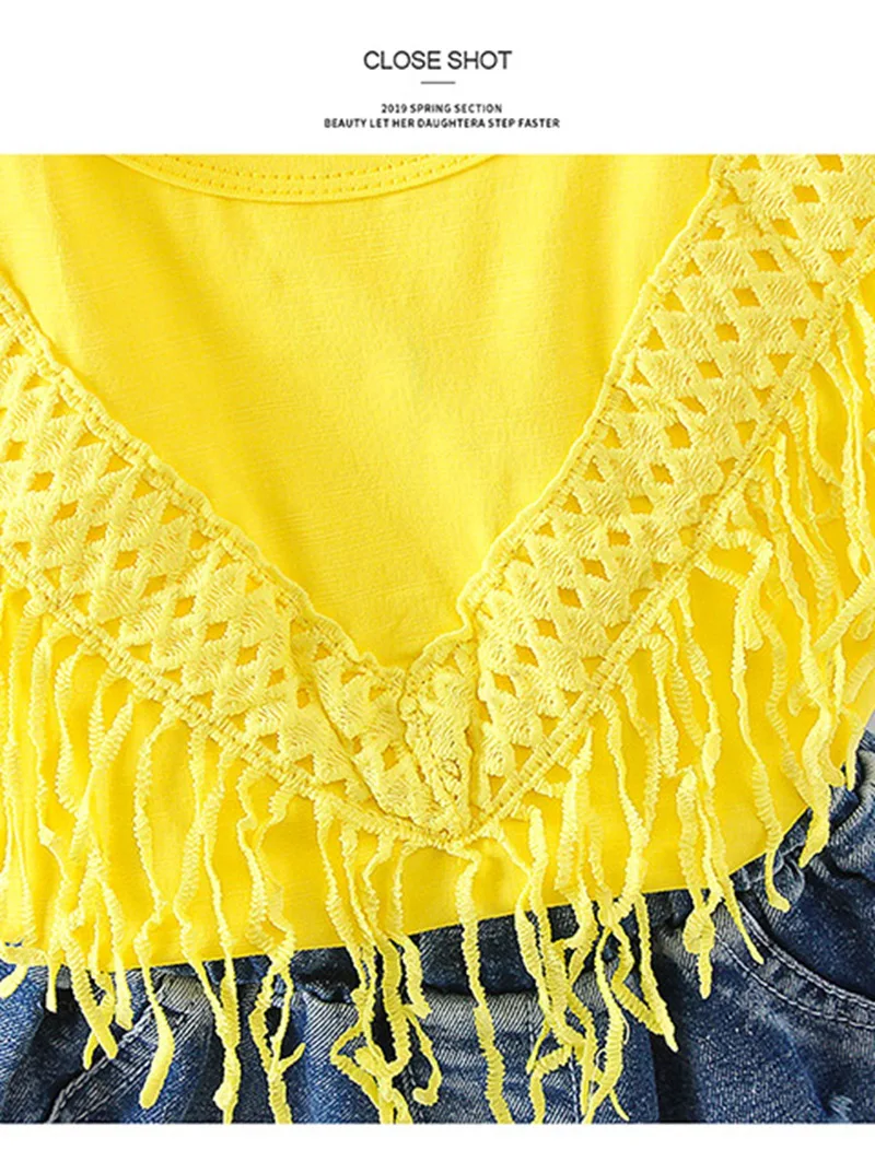 CROAL CHERIE  Baby Girl Clothes 2PCS Toddler Kids Baby Girls Outfits Short Sleeve T-shirt Tops+Short Pants Tassel Clothes Set  (2)