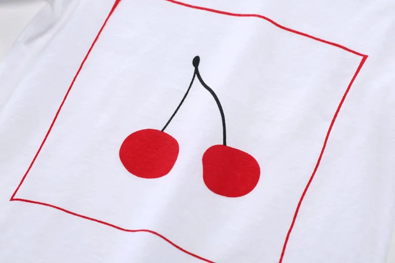 Little maven/Милая летняя футболка с короткими рукавами для девочек от 2 до 7 лет, детская одежда для девочек Футболка с круглым вырезом и надписью «вишня»
