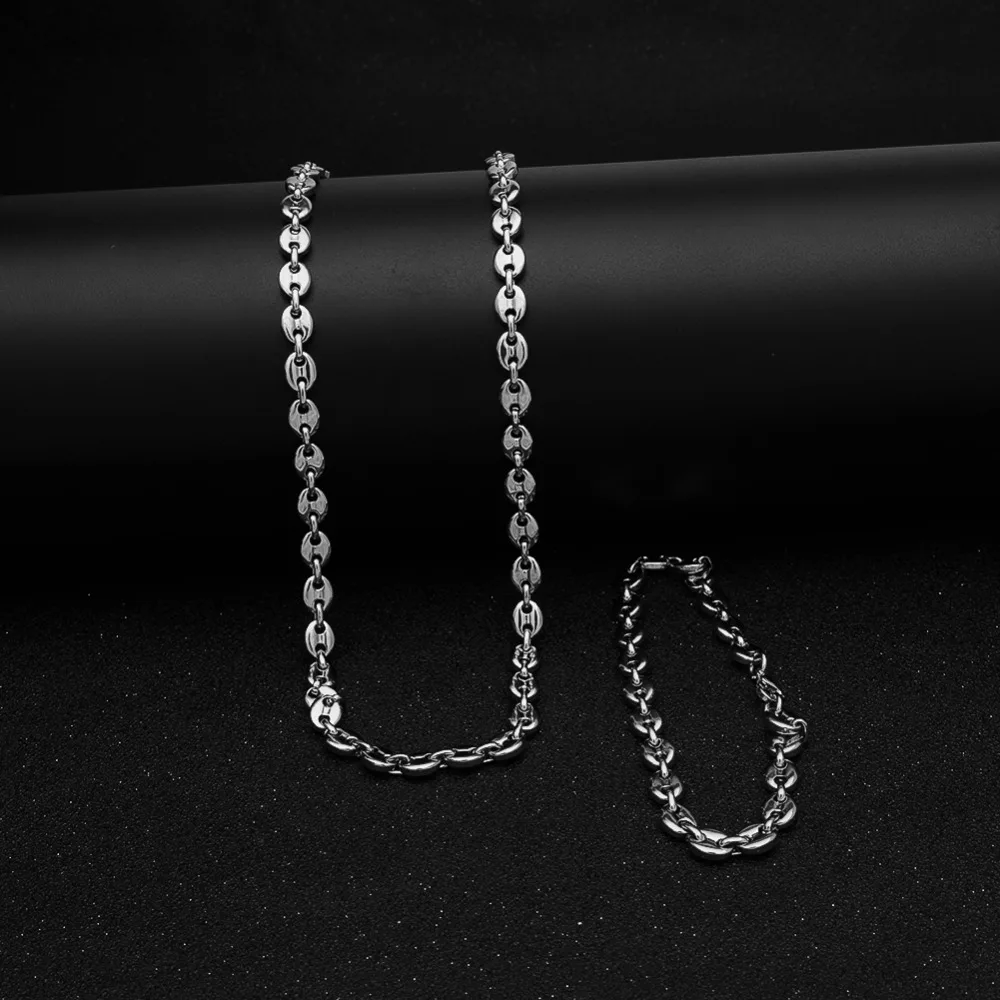 THE-BLING-KING-8mm-Puffed-Mariner-Link-Chain-Bracelet-Set-Gold-Silver-Plated-Hip-Hop-Punk (2)