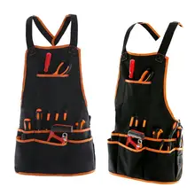 Инструменты фартук Рабочая домашняя работа черный двойной слой Оксфорд фартук с 16 карманами