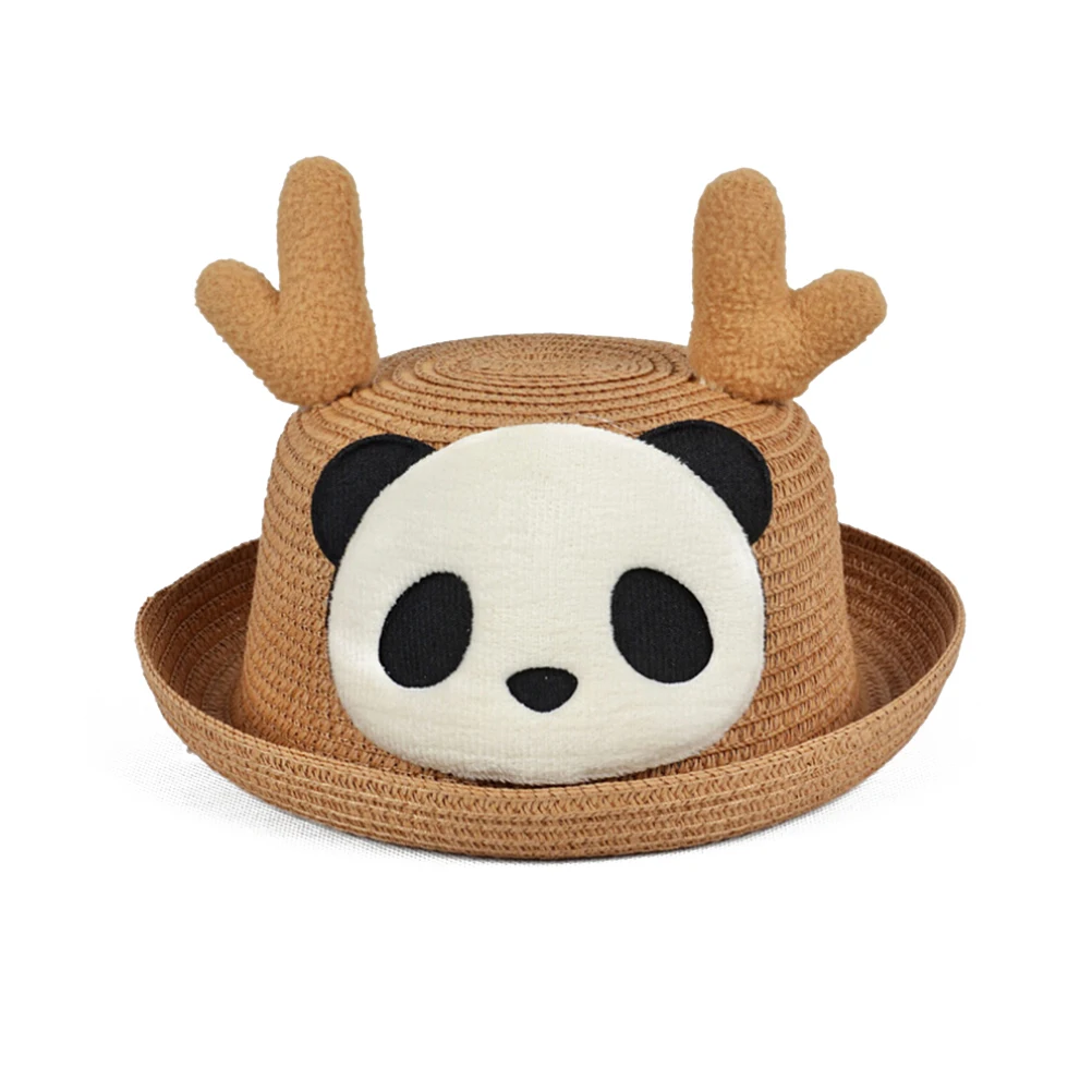 Дети мультфильм животные шляпа с пандой рога декоративные детские круглые шляпы - Цвет: 2086385