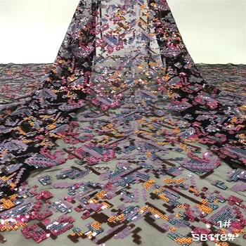 

Latest African Lace Fabric 2018 High Quality Nigerian Lace Fabric Cord Tulle French Laces Fabrics With sequins for dress xb83-70