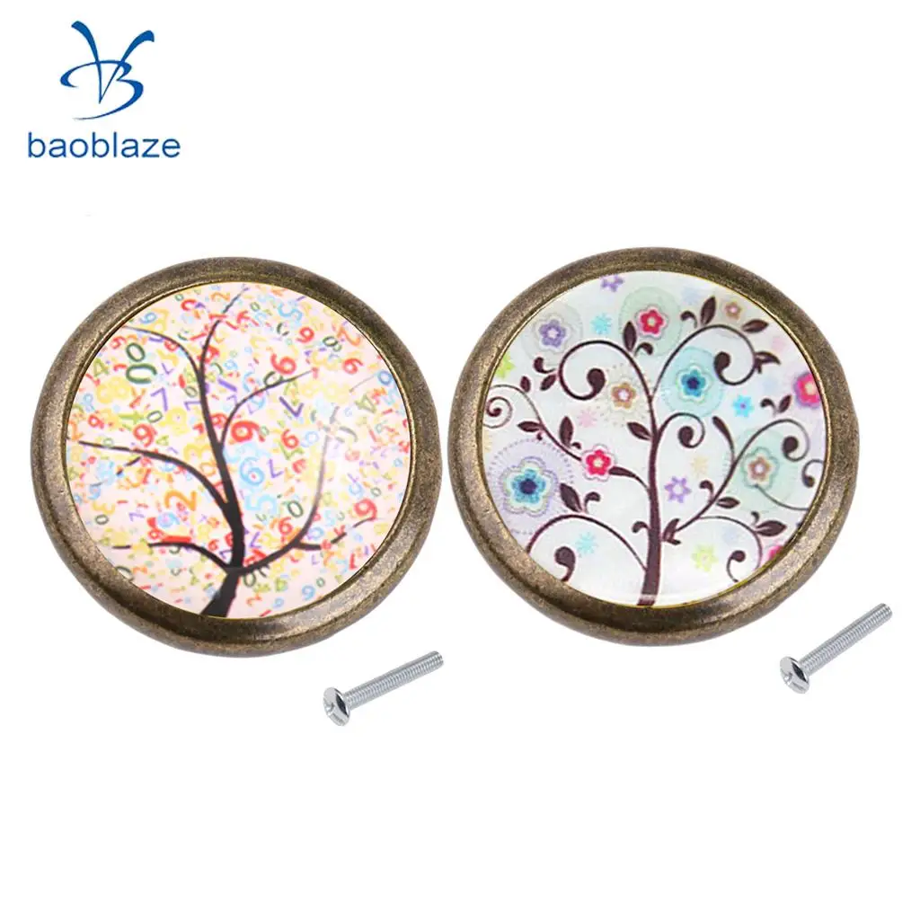 2PCS Zinc Alloy Tree Pattern Cabinet Drawer Pull Cupboard Wardrobe Knob Handle for Home Kids Bedroom Decor