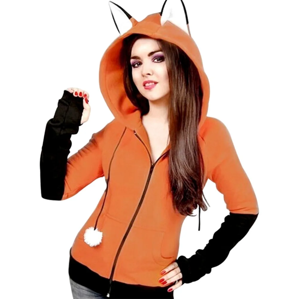 

Fox Yip Hoodie Anime Orelhas Fox Ears Cosplay Costume Hoodie Jacket Sweatshirt Halloween Kitsune Cosplay Costume