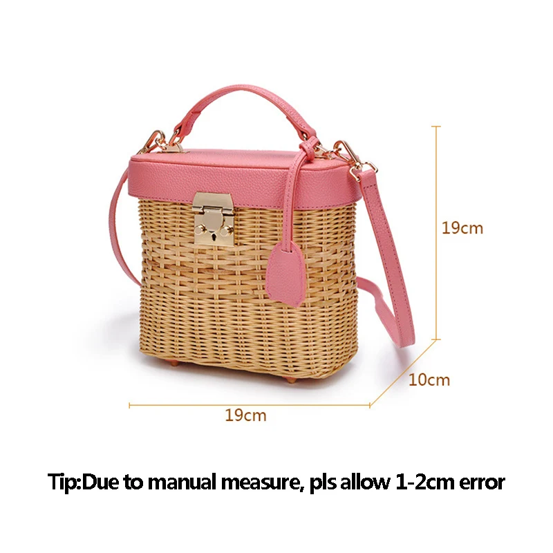 New Women Fahsion Straw Rattan Bag INS Popular Female Handmade Knitting Handbag Lady Weave Travel Shoulder Bag Braid Tote SS3419 (11)
