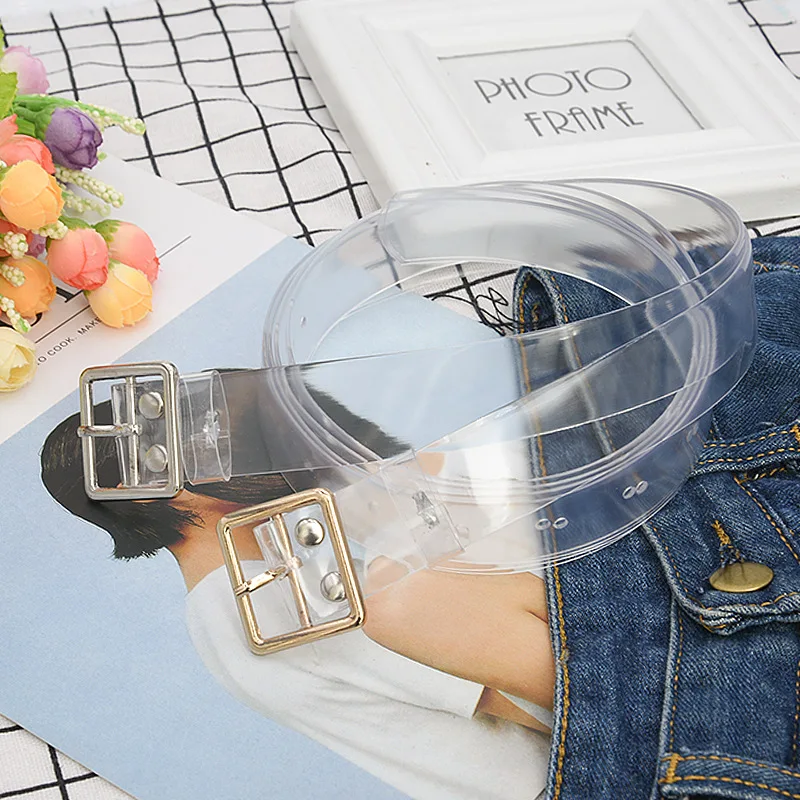 Пояс в форме сердца для женщин, прозрачный пояс из смолы, джинсовый ремень, булавка, пряжка Harajuku, Женский ПВХ, прозрачный пластмассовый пояс