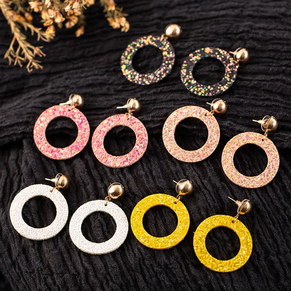 

New Bohemia Charm Sequins Hollow Colorful Round Women's earrings Fashion Multicolors Circle Dangle Earring for women