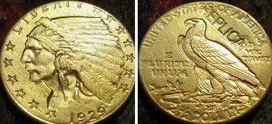 

$2.5 GOLD Indian Half Eagle 1929 copy coins