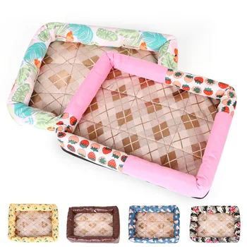 

New Summer Cool 7 Colors Pet Bed Fruit Pattern Ice Silk Cooling Mat Kennel Soft Sofa for Puppy Dog and Cat Pet Bed Supplies