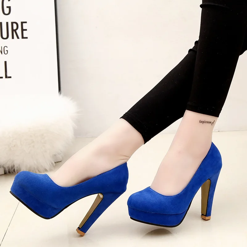 Free shipping 2018 wedding shoes autumn thick with high heels waterproof platform round head women's shoes shallow mouth sweet
