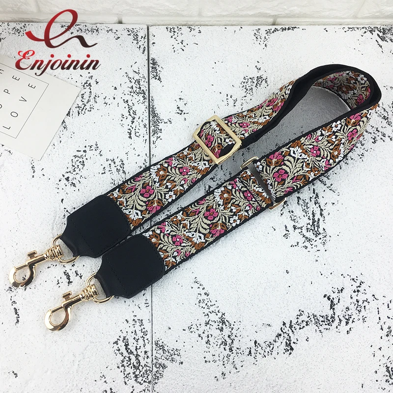 New Fashion Handbags Strap Classic Design Embroidery Gold Buckle Canvas