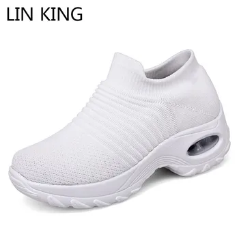 

LIN KING Plus Size Women Casual Shoes And Sneakers Breathable Non Slip Girls Outdoor Sports Shoes Comfortable Wedges Swing Shoes