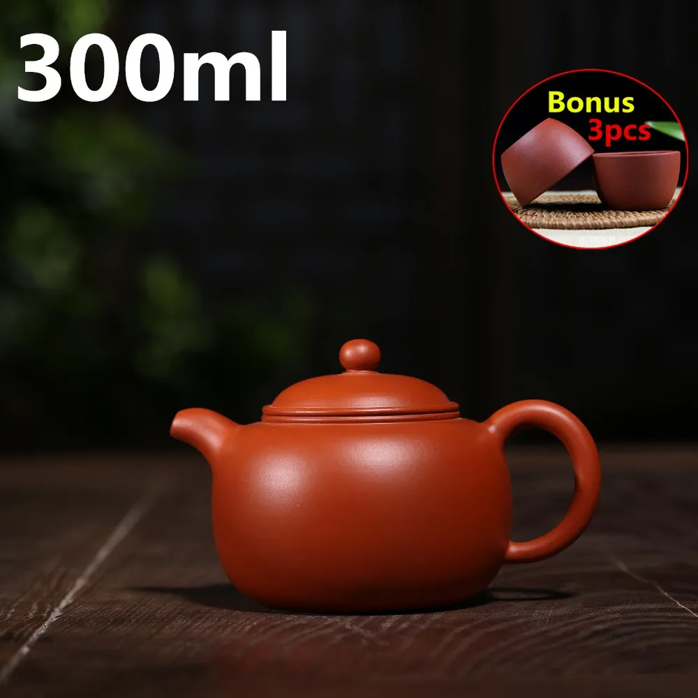 

Chinese New Ceramic Teapots Tea Pot 300ml Authentic Handmade Pots Zisha Yixing Teapots Purple Clay Pot Porcelain Bonus 3 Cups
