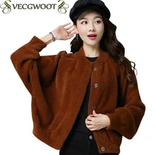 Новая осенне-зимняя модная Свободная куртка женская однобортная короткая верхняя одежда большого размера Женская однотонная куртка с рукавом «летучая мышь» X1817