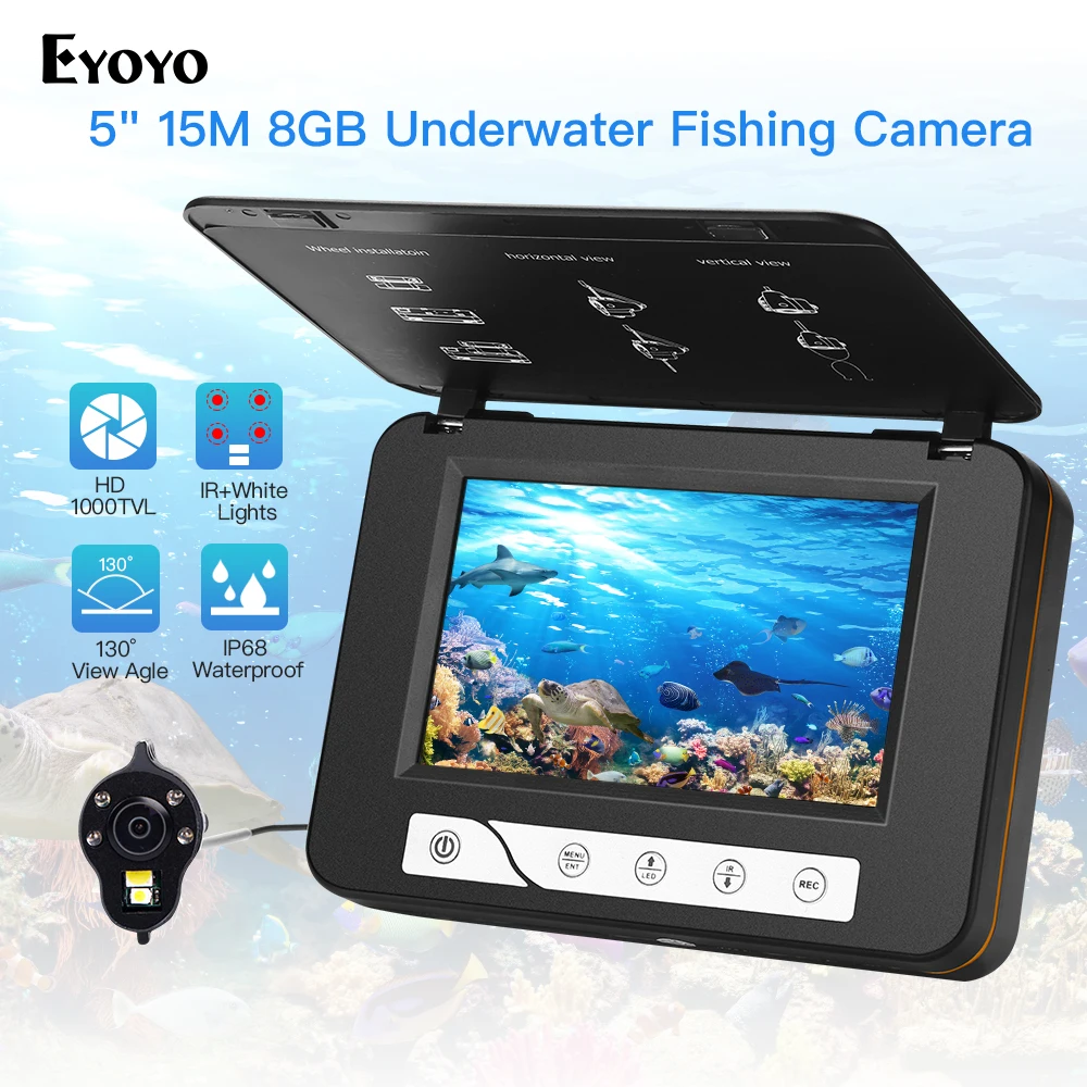 Eyoyo EF15R الأصلي 15 M 1000TVL تحت الماء الجليد الصيد كاميرا 5 \